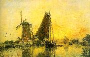 Johann Barthold Jongkind In Holland ; Boats near the Mill china oil painting artist